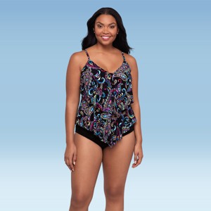 Trimshaper Women's Ronnie Two Tier Ruffle Tankini Swimsuit Top - 1 of 3