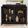 Okak Modern Rattan Sideboard Cabinet with Multi-layer Storage,Solid Wood Coffee Buffet Cabinet for Kitchen/Entryway /Dining Room/Living Room - 4 of 4