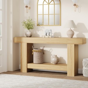 2-Tier Long Console Table Sofa Table, Farmhouse Entryway Accent Table Behind Couch for Entrance, Hallway, Living Room - 1 of 4