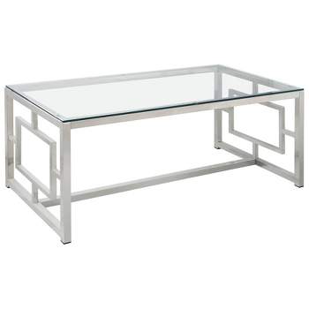 Merced Coffee Table with Glass Top Nickel - Coaster