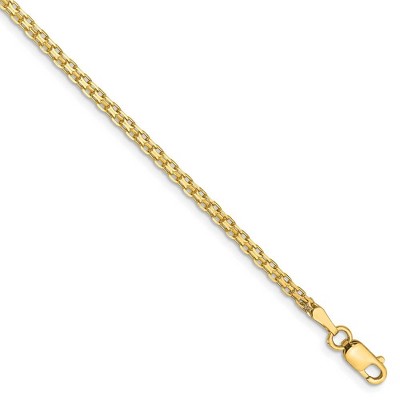 Black Bow Jewelry 2mm, 14k Yellow Gold, Flat Bismark Mesh Chain Anklet or Bracelet