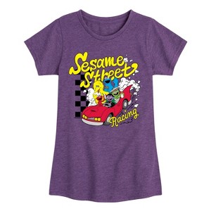 Girls' - Sesame Street - SS Racing Fitted Short Sleeve Graphic T-Shirt - 1 of 4