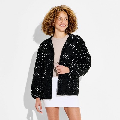 Wild Fable Women's Cinch Waist Raincoat - Wild Fable™ Black Polka Dots XS — фото 2