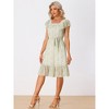Allegra K Women's Floral Chiffon Flutter Sleeve Belted Square Neck Ruffled Hem Dress - 2 of 4