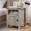SinCiDo Farmhouse Nightstand Set of 2 w/Charging Station, 18" Rustic Wood End Tables w/Adjustable Shelves, Side Table for Bedroom, Light Rustic Oak - 4 of 4