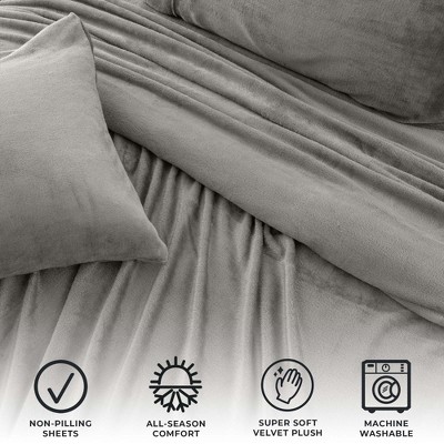 Gray Full Size Ultra Soft Velvet Plush Sheet Set