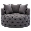 42.5" Wide Fully Assembled Round Upholstered Tufted Swivel Barrel Chair and a Half - Kinwell - 2 of 4