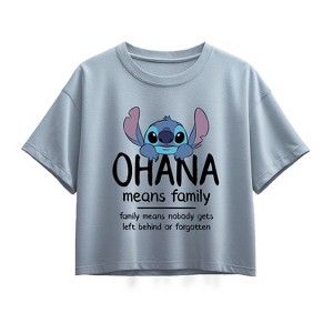 Girls' - Disney - Ohana Means Family-Girl Short Sleeve Boxy Tee Short Sleeve Boxy Graphic T-Shirt - 1 of 1