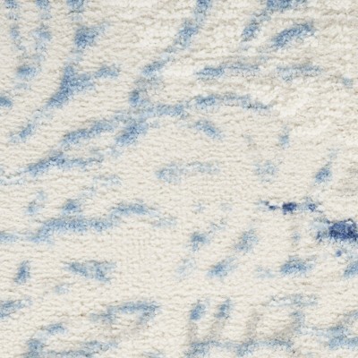 Pompeii Blue and Ivory Synthetic Easy Care Rug 27" x 4.7"