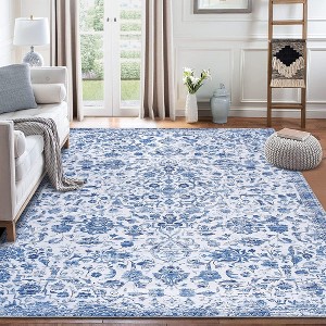 Vintage Medallion Area Rug Washable Rug Non-Slip Foldable Throw Carpet Oriental Floral Print Floor Cover - 1 of 4