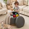 Bekrvio Swivel Storage Ottoman,Acacia Wood Wood Frame, Leather Upholstered Round Footstool, Hidden Storage Pouf for Living Room - 2 of 4