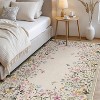 Fulvari Washable Rug,Botanical Area Rugs for Living Room,Non-Slip Soft Rug for Bedroom, Vintage Low Pile Dining Room Floral Rug Carpet - 3 of 4