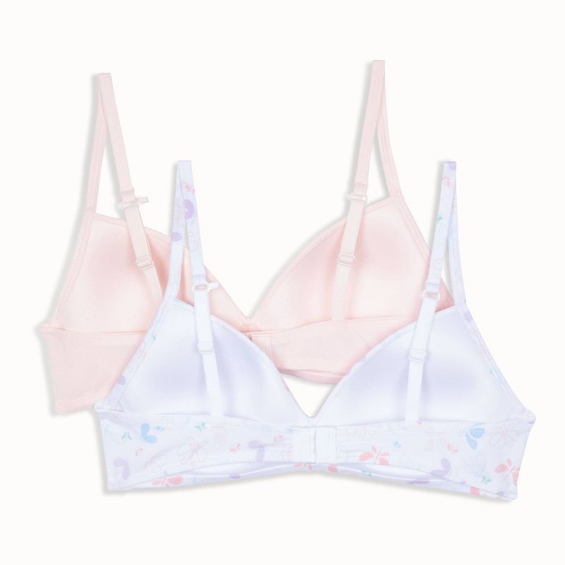 Hanes 2pk Wire Free Butterfly Printed Bra Pink/Purple, 2 of 3