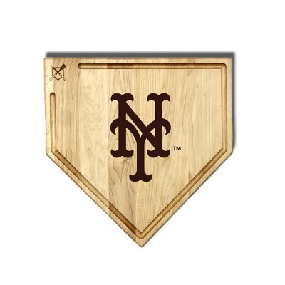 MLB 17-Inch Wooden Home Plate Cutting Board w/Trough, New York Mets