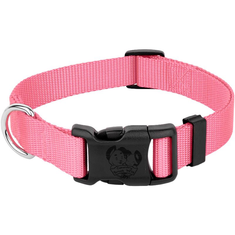 Country Brook Petz American Made Deluxe Pink Nylon Dog Collar- Small, 1 of 9