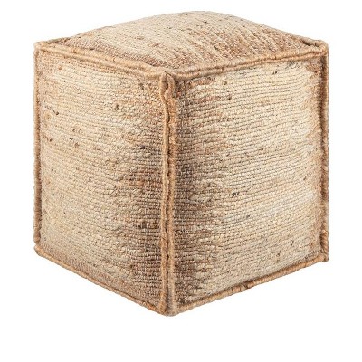 Mark & Day Lanzenkirchen 16"H x 16"W x 16"D Natural Fiber Ivory Pouf