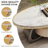 ATJafurn 47.2'' Oval Modern Coffee Table Luxury Faux Marble Top Stainless Steel Base - 2 of 4