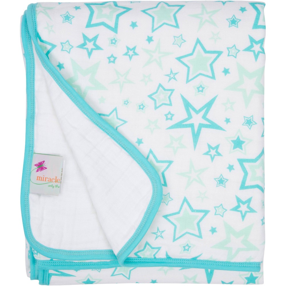 Photos - Children's Bed Linen MiracleWare Muslin Baby Blanket - Aqua Stars