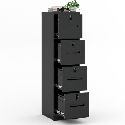 Anybear 4 Drawer Metal Vertical Black Filing Cabinets with Lock