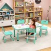 Infans Kids Height Adjustable Table and 4 Chairs Set with Graffiti Desktop Green - 3 of 4