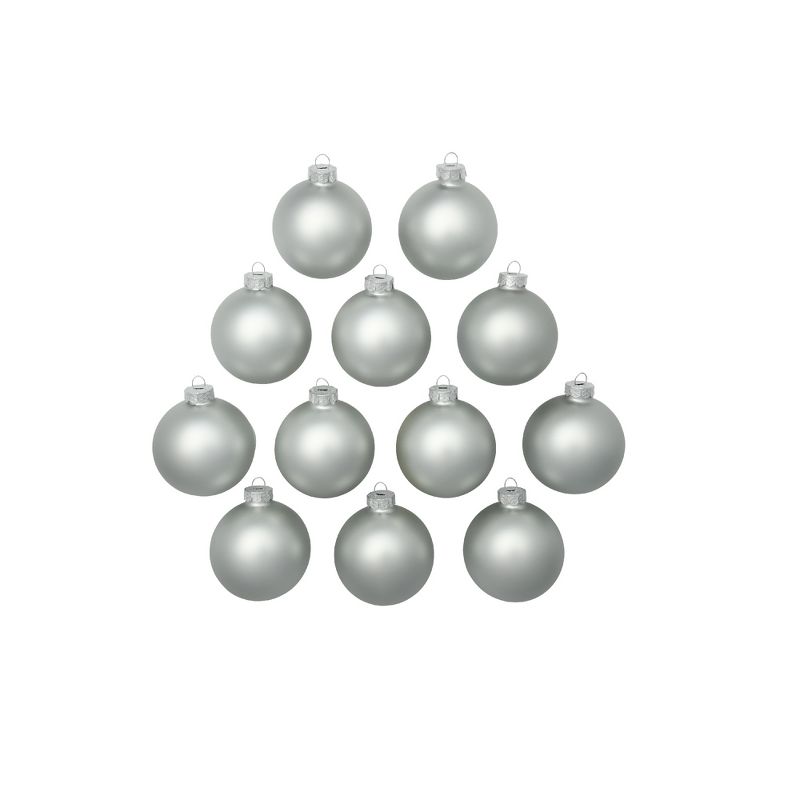 Northlight Matte Finish Glass Christmas Ball Ornaments - 2.75" (70mm) - Silver - 12ct, 2 of 4