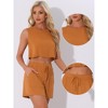 Allegra K Women's Casual Round Neck Sleeveless Top and Shorts with Elastic Waist Set - 2 of 4