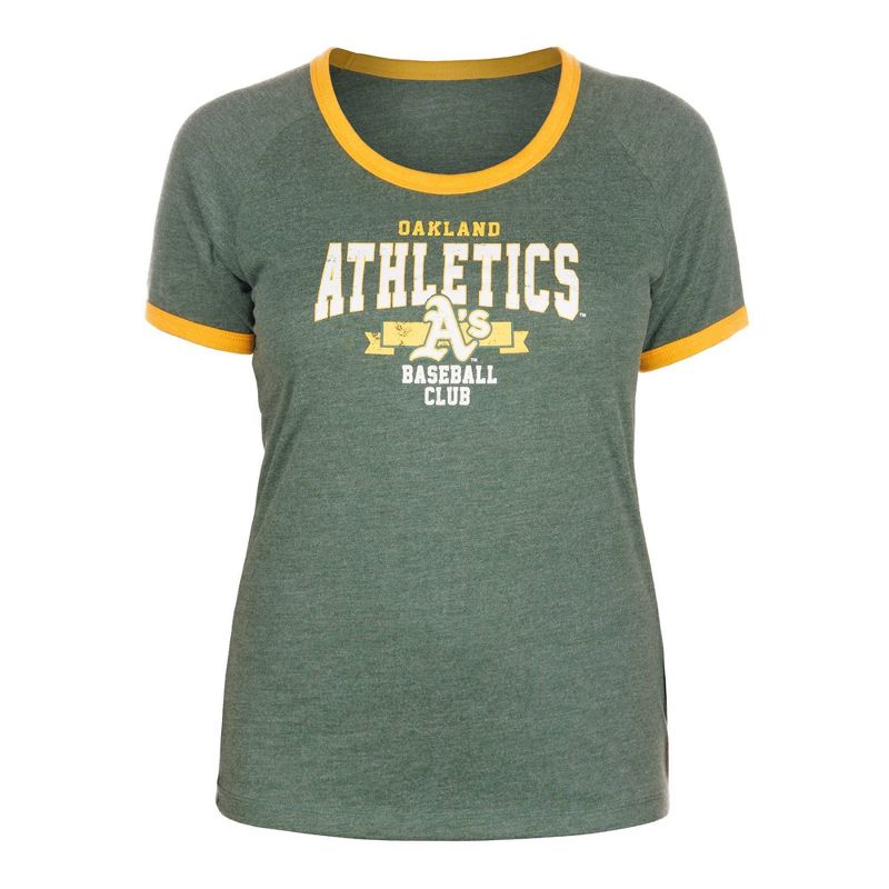 MLB Oakland Athletics Women&#39;s Heather Bi-Blend Ringer T-Shirt, 1 of 7