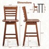 Costway 4 PCS 24.5" Counter Height Bar Chairs Swivel Bar Stools with Hollow Backrest Brown/White - image 3 of 4