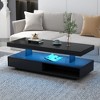 Vynxaria Black High-Gloss Coffee Tables with Storage and Display Shelves - 3 of 4