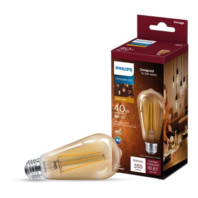 Philips Vintage 40W ST19 E26 2000K LED Light Bub Amber Light T20