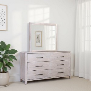 Royal Hampton Dresser Mirror, White Wash Brown Solid Wood, Oak Veneer, 38x42 - 1 of 4