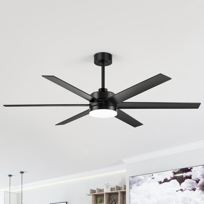 Airsurfer 65" Color-Changing LED Indoor/Covered Outdoor Ceiling Fan, 6 Plywood Blades, DC Motor, 6''/12'' Down Rods, Remote Included