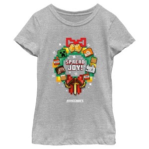 Girl's Minecraft Spread Joy Wreath T-Shirt - 1 of 4