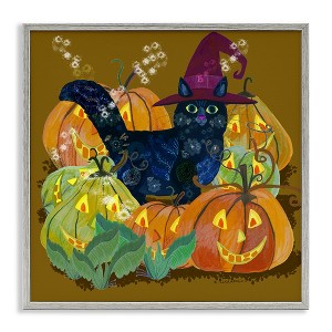 Stupell Industries Cat with Jack-o-Lanterns Framed Giclee Art - 1 of 4