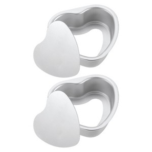 Unique Bargains Aluminum Nonstick Heart Shaped Removable Bottom Cake Pan 2 Pcs - 1 of 4