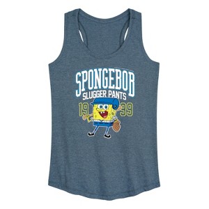 Women's - SpongeBob SquarePants - SpongeBob Slugger Pants Graphic Racerback Tank - 1 of 4