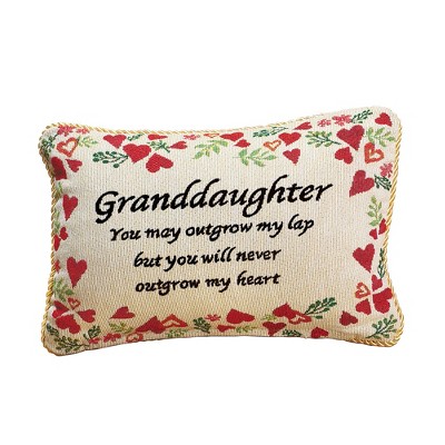 Collections Etc Never Outgrow My Heart Granddaughter Pillow 12.5 X 8.25 ...
