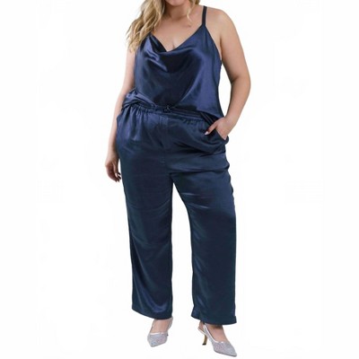 Women's Pull On Satin Pants - Plus Size - SKIES ARE BLUE