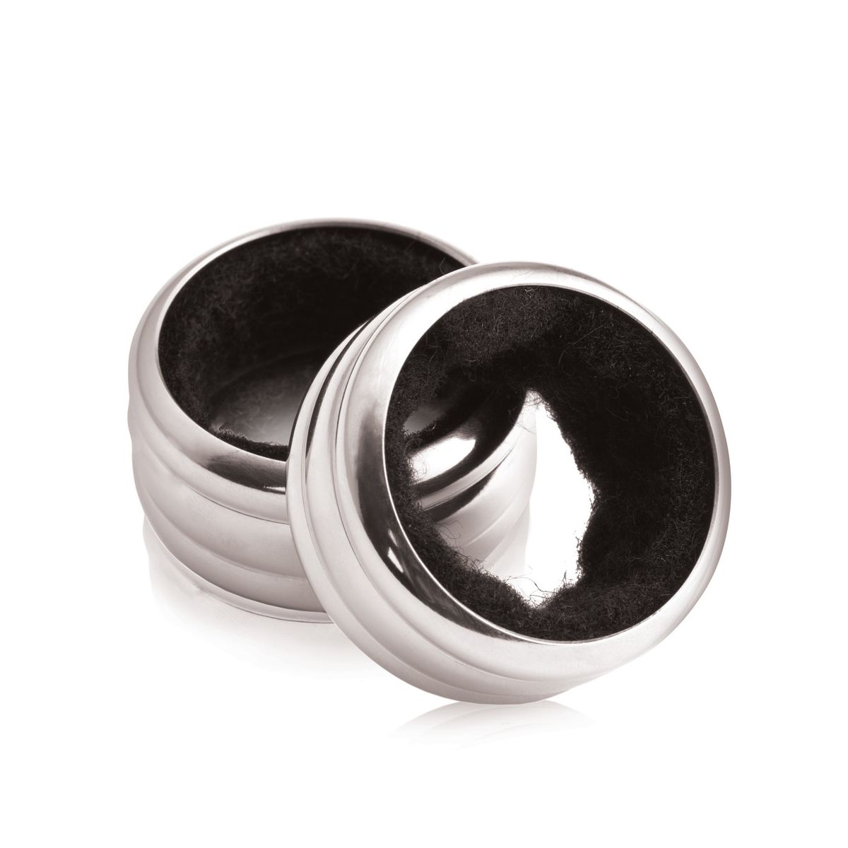 True Circlet Chrome-Plated Bottle Drip Rings, Velvet Interior Wine Drip Catcher, Fits Champagne & Liquor Bottles, Home Bar Gifts, Set of 2, Silver