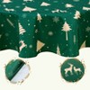 Christmas Tablecloth – Festive Deer, Pine Trees & Snowflakes Design, Waterproof Winter Holiday Dining Decor - 4 of 4