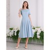 INSPIRE CHIC Women's Boat Neck Short Sleeve Pleated Work A-Line Midi Dress - 2 of 4