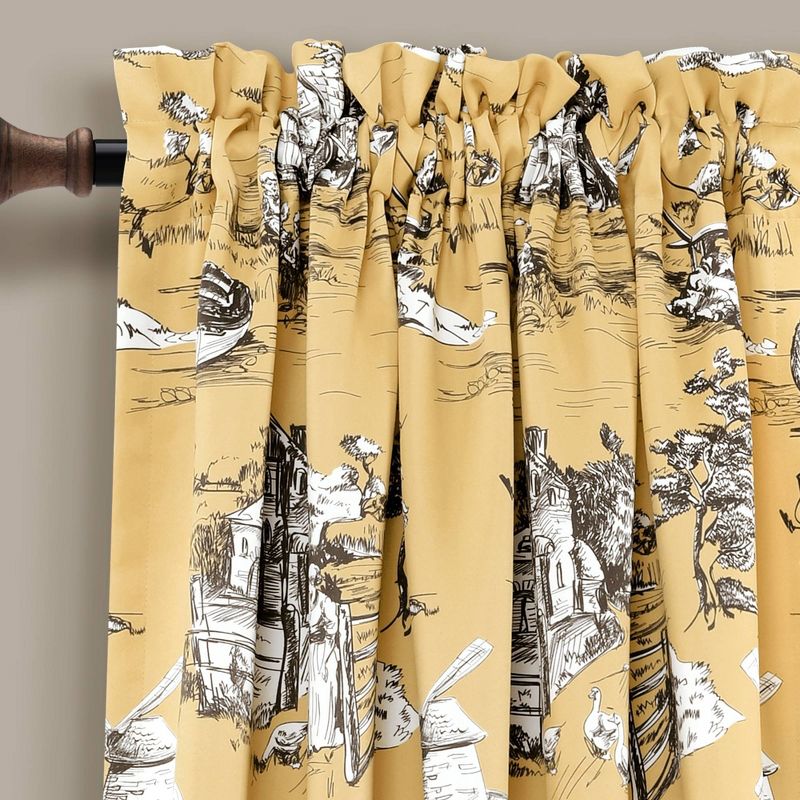 Set of 2 French Country Toile Light Filtering Window Curtain Panels  - Lush Décor, 3 of 12