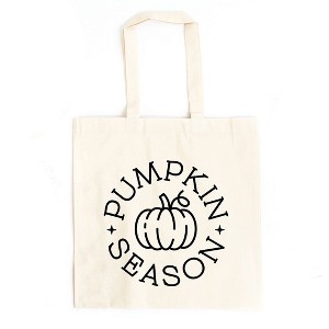 City Creek Prints Pumpkin Season Circle Canvas Tote Bag - 15x16 - Natural - 1 of 2
