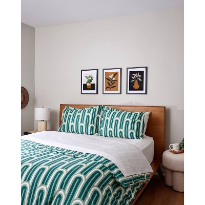 society6 Holli Zollinger Bauhaus Brussels Brushed Cotton Sheet Set Green