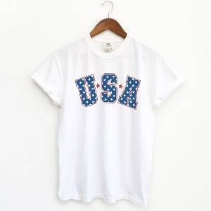 Simply Sage Market Women's Retro USA Stars Short Sleeve Garment Dyed Tee - 1 of 4