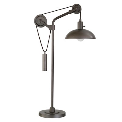 Hudson and Canal 33.5" Tall Solid Wheel Pulley System Table Lamp with Metal Shade