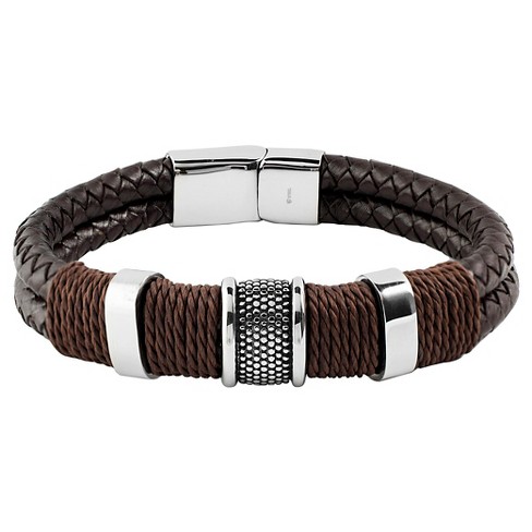 Men's Crucible Brown Twine Stainless Steel Accents Woven Braided