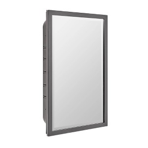 Head West 16"x26" Brushed Black Recessed Medicine Cabinet with Beveled Mirror - 1 of 4