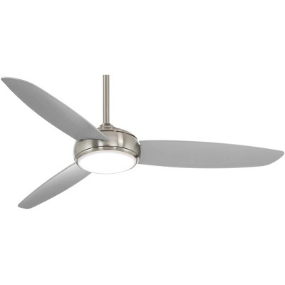 54" Minka Aire Modern Indoor Outdoor Ceiling Fan with LED Light Remote Control Brushed Nickel Opal Glass Wet Rated for Patio