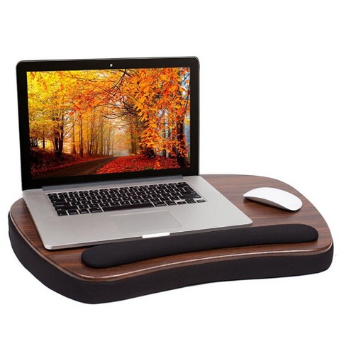 Large Lap Laptop Desk - Portable Lapdesk with Mouse Pad & Wrist Rest for Notebook, MacBook, Tablet, Bed, Sofa, Working, Writing, Drawing(Wood Black